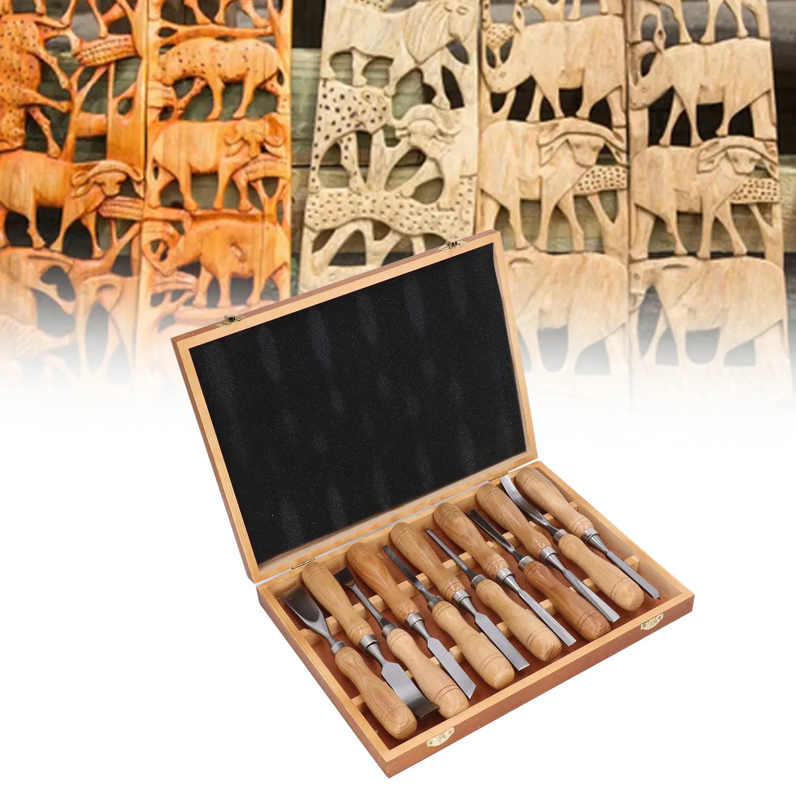Wood Chisel Set - 12 sztuk/zestaw Narzędzi do Rzeźbienia w